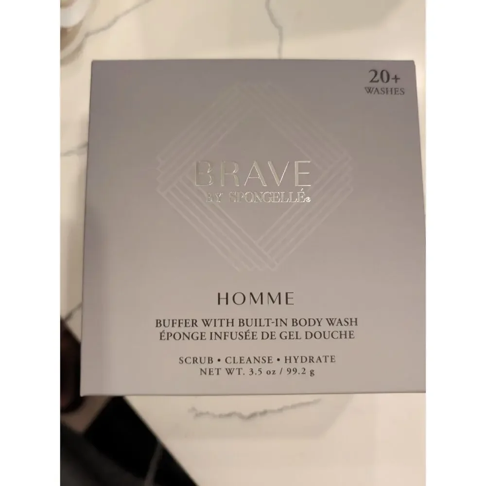 Spongellé Homme Men’s Body Wash Buffer Gallant & Brave Set Plus Foot Soak 4 Pc